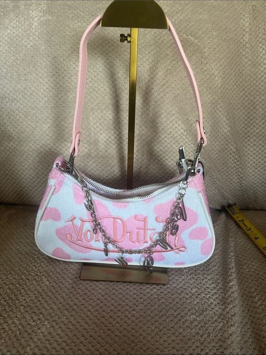 Von Dutch Handbags - Von Dutch Pink & White Cowprint Mini Shoulder Bag New Without Tags